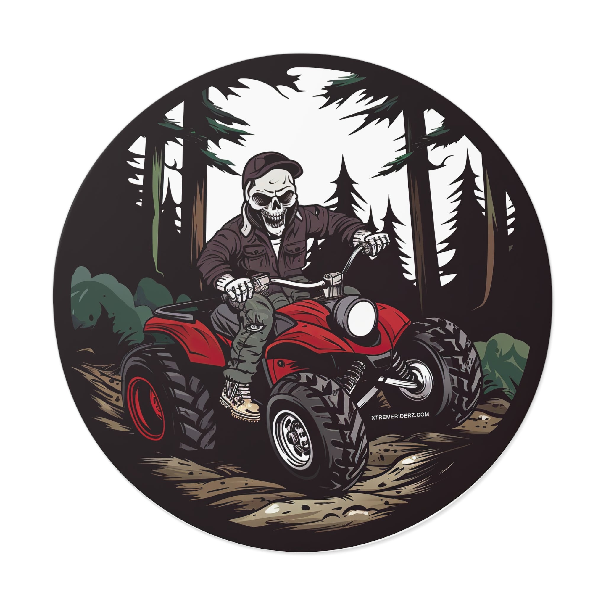 Skeleton on ATV- Xtreme Riderz- Round Vinyl Stickers